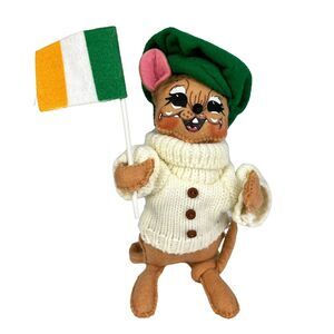 AnnaLee Doll Felted Mouse St Patrick Day Irish Flag Cardigan Sweater Home Decor